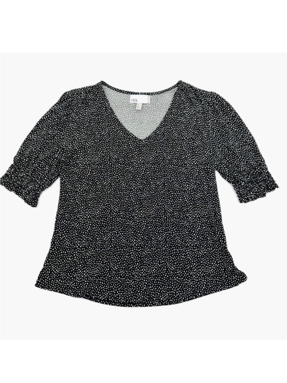 Nordstrom Rack Black White Dot Print V-Neck Puff Sleeve Blouse Women’s XS